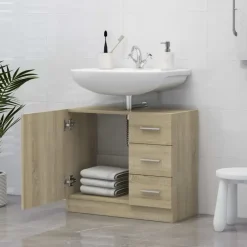 vidaXL - Wastafelkast - Bruin - Bewerkt hout Outlet