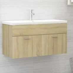 vidaXL - Wastafelkast - Bruin - Bewerkt hout - 90 x 38.5 x 46 cm Clearance