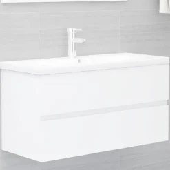 vidaXL - Wastafelkast - Wit - Bewerkt hout - 90 x 38.5 x 45 cm Sale