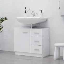 vidaXL - Wastafelkast - Wit - Bewerkt hout