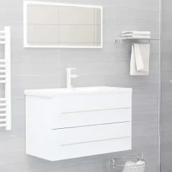 vidaXL - Wastafelkast - Wit - Bewerkt hout - 80 x 38.5 x 48 cm Discount