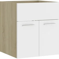 vidaXL - Wastafelkast - Wit - Bewerkt hout - 41 x 38.5 x 46 cm Online