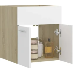vidaXL - Wastafelkast - Wit - Bewerkt hout - 41 x 38.5 x 46 cm Online