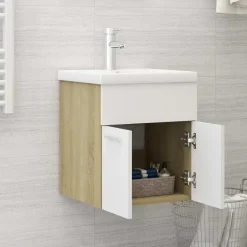 vidaXL - Wastafelkast - Wit - Bewerkt hout - 41 x 38.5 x 46 cm Online