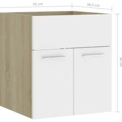 vidaXL - Wastafelkast - Wit - Bewerkt hout - 41 x 38.5 x 46 cm Online
