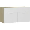 vidaXL - Wastafelkast - Wit - Bewerkt hout - 90 x 38.5 x 46 cm Clearance
