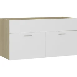vidaXL - Wastafelkast - Wit - Bewerkt hout - 90 x 38.5 x 46 cm Clearance