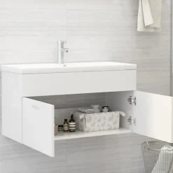 vidaXL - Wastafelkast - Wit - Bewerkt hout - 90 x 38.5 x 46 cm New