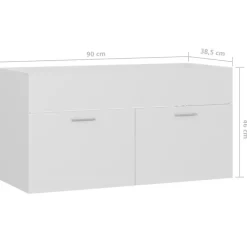 vidaXL - Wastafelkast - Wit - Bewerkt hout - 90 x 38.5 x 46 cm New