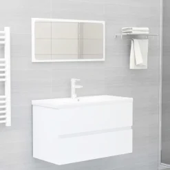 vidaXL - Wastafelkast - Wit - Bewerkt hout - 80 x 38.5 x 45 cm