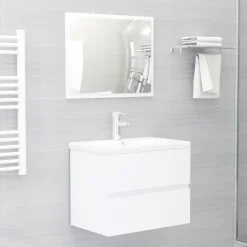 vidaXL - Wastafelkast - Wit - Bewerkt hout - 60 x 38.5 x 45 cm Sale