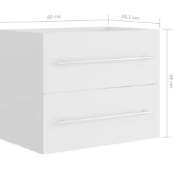 vidaXL - Wastafelkast - Wit - Bewerkt hout - 60 x 38.5 x 48 cm New