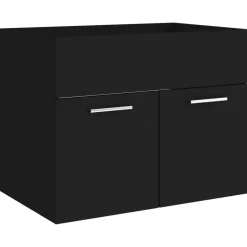 vidaXL - Wastafelkast - Zwart - Bewerkt hout - 60 x 38.5 x 46 cm New
