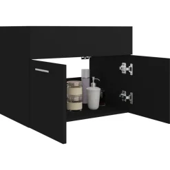 vidaXL - Wastafelkast - Zwart - Bewerkt hout - 60 x 38.5 x 46 cm New