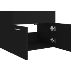 vidaXL - Wastafelkast - Zwart - Bewerkt hout - 60 x 38.5 x 46 cm New