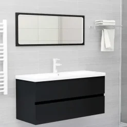 vidaXL - Wastafelkast - Zwart - Bewerkt hout - 100 x 38.5 x 45 cm Outlet