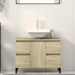 vidaXL - Wastafelonderkast met 1 deur 4 lades - Sonoma eiken - 80x33x60 cm Sale