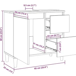 vidaXL - Wastafelonderkast met 1 deur 2 lades - Wit - Hout - 65x33x60 cm Clearance