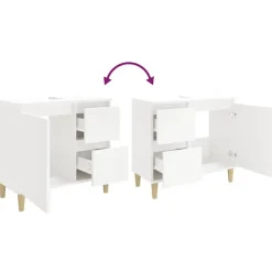 vidaXL - Wastafelonderkast met 1 deur 2 lades - Wit - Hout - 65x33x60 cm Clearance