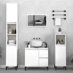 vidaXL - Wit Wastafelonderkast - 1 deur 2 lades - Hout en metaal - 65x33x60 cm Online