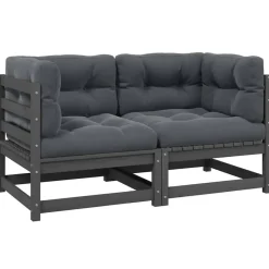 vidaXL - 2-zits Bank - Grijs - Grenenhout New