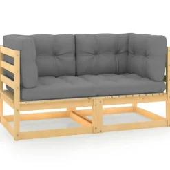 vidaXL - 2-zits Bank - Grijs - Grenenhout Online