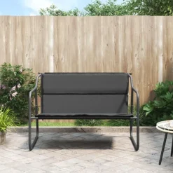 vidaXL - 2-zits Tuinbank met kussen antracietkleurig - staal - 110x70x74 cm Online