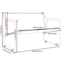 vidaXL - 2-zits Tuinbank met kussen antracietkleurig - staal - 110x70x74 cm Online
