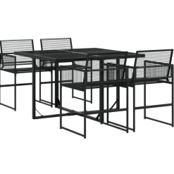 vidaXL - 4-zits Tuinset - Inklapbaar - Zwart - PE rattan - 110x107 cm Discount