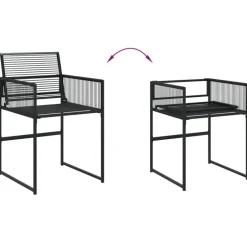 vidaXL - 4-zits Tuinset - Inklapbaar - Zwart - PE rattan - 110x107 cm Discount