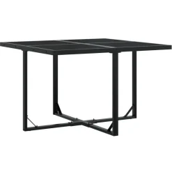 vidaXL - 4-zits Tuinset - Inklapbaar - Zwart - PE rattan - 110x107 cm Discount