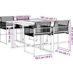 vidaXL - 4-zits Tuinset - Inklapbaar - Zwart - PE rattan - 110x107 cm Discount