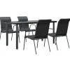 vidaXL - 4-zits Tuinset - Zwart - Textileen met voering en staal - 160x80 cm Best