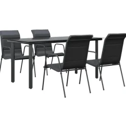 vidaXL - 4-zits Tuinset - Zwart - Textileen met voering en staal - 160x80 cm Best