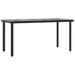 vidaXL - 4-zits Tuinset - Zwart - Textileen met voering en staal - 160x80 cm Best