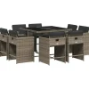 vidaXL - 8-zits Tuinset donkergrijs kussens - Grijs - PE rattan - 110x106 cm Online