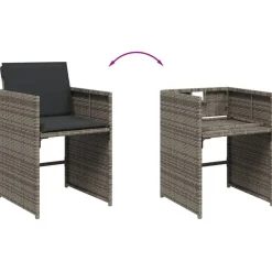 vidaXL - 8-zits Tuinset donkergrijs kussens - Grijs - PE rattan - 110x106 cm Online