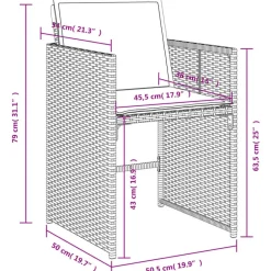 vidaXL - 8-zits Tuinset donkergrijs kussens - Grijs - PE rattan - 110x106 cm Online