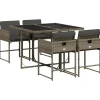 vidaXL - 4-zits Tuinset donkergrijs kussens - Grijs - Poly rattan - 110x106 cm