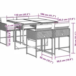 vidaXL - 4-zits Tuinset donkergrijs kussens - Grijs - Poly rattan - 110x106 cm