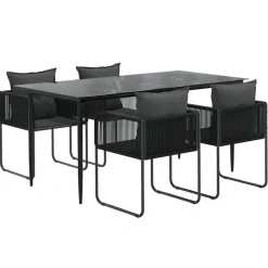 vidaXL - 4-zits Tuinset met kussens - Zwart PE rattan en staal - 160x80 cm Online