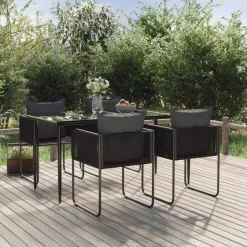 vidaXL - 4-zits Tuinset met kussens - Zwart PE rattan en staal - 160x80 cm Online