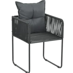 vidaXL - 4-zits Tuinset met kussens - Zwart PE rattan en staal - 160x80 cm Online