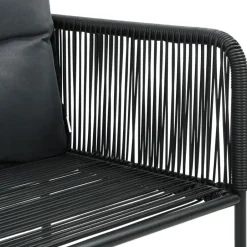 vidaXL - 4-zits Tuinset met kussens - Zwart PE rattan en staal - 160x80 cm Online