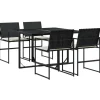 vidaXL - 4-zits Tuinset wit kussens - Inklapbaar - Zwart PE rattan - 110x107 cm Outlet