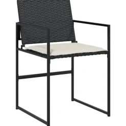 vidaXL - 4-zits Tuinset wit kussens - Inklapbaar - Zwart PE rattan - 110x107 cm Outlet