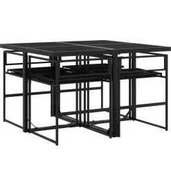 vidaXL - 4-zits Tuinset wit kussens - Inklapbaar - Zwart PE rattan - 110x107 cm Outlet