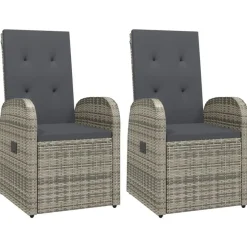 vidaXL - Zitstoel - Grijs - Poly rattan - 2 stuks Outlet