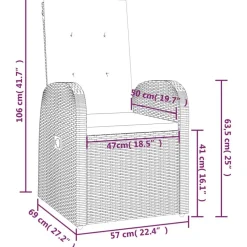 vidaXL - Zitstoel - Grijs - Poly rattan - 2 stuks Outlet
