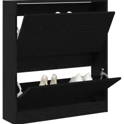 vidaXL - Zwart Schoenenkast met 2 vakken - Bewerkt hout - 80x21x87.5 cm Online